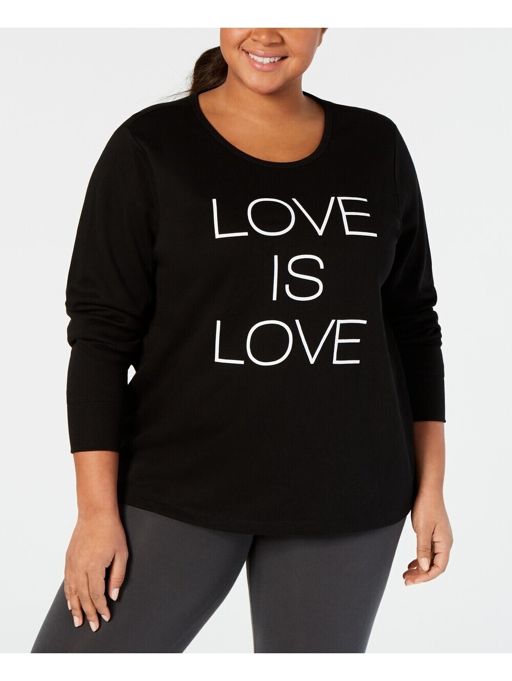 Ideology Womens Plus Size Graphic V Back Top Size 1X